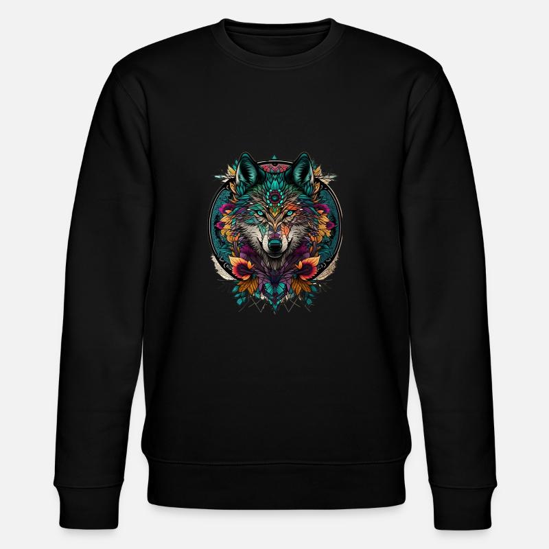 Wolf Mandala nature 22 - Stanley/Stella Unisex Bio-Sweatshirt CHANGER  - Schwarz