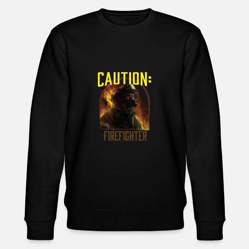 Caution Firefighter Fire Rescue Fireman - Stanley/Stella Unisex Bio-Sweatshirt CHANGER  - Schwarz