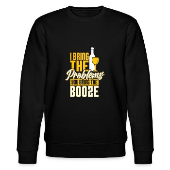 I bringt the problems you bring the booze - Stanley/Stella Unisex Bio-Sweatshirt CHANGER  - Schwarz - Vorne - Nik (191cm) & Marisol (170cm)