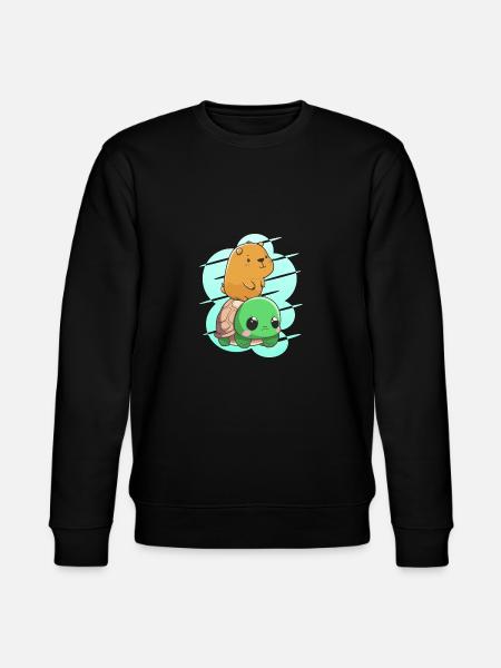 Baby capybara on turtle - Stanley/Stella CHANGER Unisex Organic Sweatshirt - black