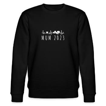 Mum 2023 Herzschlag Für Zukünftige Mama - Stanley/Stella Unisex Bio-Sweatshirt CHANGER  - Schwarz - Vorne - Nik (191cm) & Marisol (170cm)