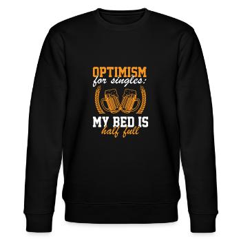 Optimism for singles: my bed is half full - Stanley/Stella Unisex Bio-Sweatshirt CHANGER  - Schwarz - Vorne - Nik (191cm) & Marisol (170cm)