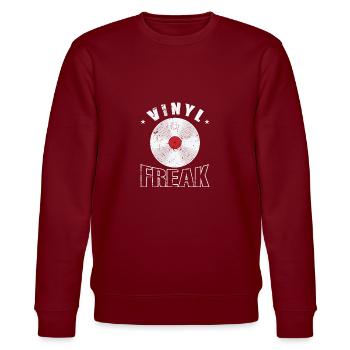 Vinyl Freak Record Music Record - Stanley/Stella CHANGER Unisex Organic Sweatshirt - burgundy - Front - Nik (191cm) & Marisol (170cm)
