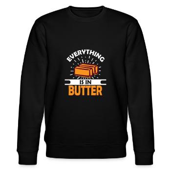 Everything is in Butter - Stanley/Stella Unisex Bio-Sweatshirt CHANGER  - Schwarz - Vorne - Nik (191cm) & Marisol (170cm)