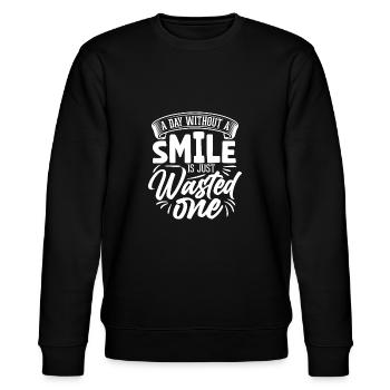 A day without a smile is just no one - Stanley/Stella Unisex Bio-Sweatshirt CHANGER  - Schwarz - Vorne - Nik (191cm) & Marisol (170cm)