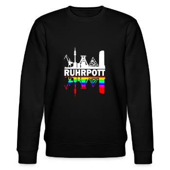 Ruhrpott gespiegelt - Stanley/Stella Unisex Bio-Sweatshirt CHANGER  - Schwarz - Vorne - Nik (191cm) & Marisol (170cm)