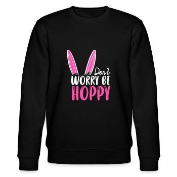 Don't Worry Be Hoppy - Stanley/Stella Unisex Bio-Sweatshirt CHANGER  - Schwarz - Vorne - Nik (191cm) & Marisol (170cm)