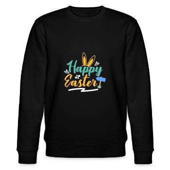 Happy Easter - Stanley/Stella Unisex Bio-Sweatshirt CHANGER  - Schwarz - Vorne - Nik (191cm) & Marisol (170cm)