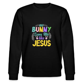 No Bunny Loves Me Like Jesus - Stanley/Stella Unisex Bio-Sweatshirt CHANGER  - Schwarz - Vorne - Nik (191cm) & Marisol (170cm)