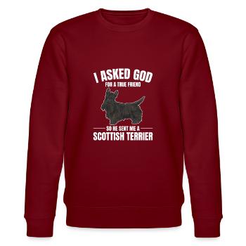 Scottish Terrier Scottie Hund - Stanley/Stella Unisex Bio-Sweatshirt CHANGER  - Burgunderrot - Vorne - Nik (191cm) & Marisol (170cm)