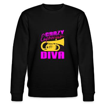 Crazy Euphorium Diva Baritone Player Gifts - Stanley/Stella CHANGER Unisex Organic Sweatshirt - black - Front - Nik (191cm) & Marisol (170cm)