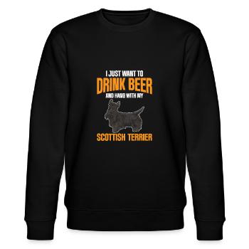 Scottish Terrier Scottie Hund - Stanley/Stella Unisex Bio-Sweatshirt CHANGER  - Schwarz - Vorne - Nik (191cm) & Marisol (170cm)