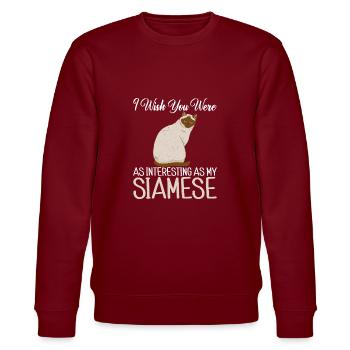 Siamesische Katze Geschenke - Stanley/Stella Unisex Bio-Sweatshirt CHANGER  - Burgunderrot - Vorne - Nik (191cm) & Marisol (170cm)