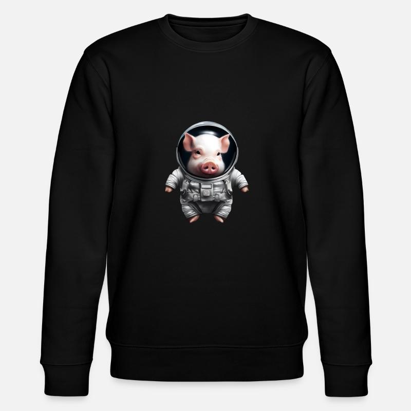 Schwein als Astronaut - Stanley/Stella Unisex Bio-Sweatshirt CHANGER  - Schwarz