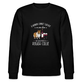 Langhaarcollie Rough Collie Hund - Stanley/Stella Unisex Bio-Sweatshirt CHANGER  - Schwarz - Vorne - Nik (191cm) & Marisol (170cm)