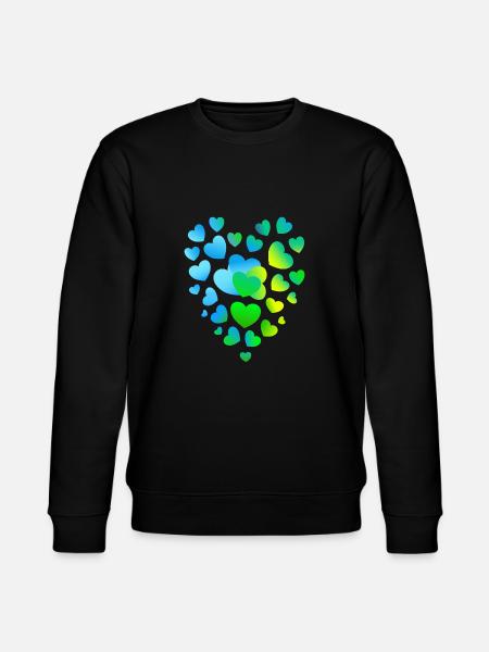 blue hearts, many hearts - Stanley/Stella CHANGER Unisex Organic Sweatshirt - black