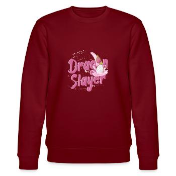 Dragon Slayer Dragon Fruit - Stanley/Stella Unisex Bio-Sweatshirt CHANGER  - Burgunderrot - Vorne - Nik (191cm) & Marisol (170cm)