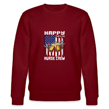 Happy 4th Of July Patriotic Nurse Crew RN Nursing - Stanley/Stella CHANGER Unisex Organic Sweatshirt - burgundy - Front - Nik (191cm) & Marisol (170cm)