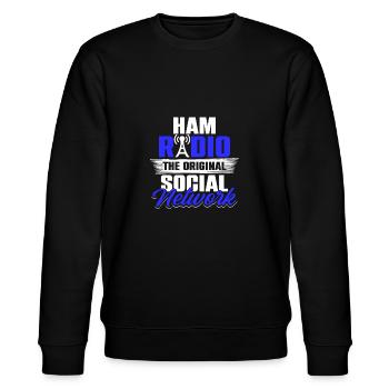 Amateur Radio Ham Radio The Original Social Networ - Stanley/Stella Unisex Bio-Sweatshirt CHANGER  - Schwarz - Vorne - Nik (191cm) & Marisol (170cm)