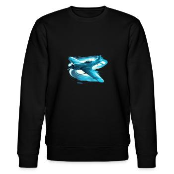 Spitfire Flugzeug Vintage Pilot Flieger Militär - Stanley/Stella Unisex Bio-Sweatshirt CHANGER  - Schwarz - Vorne - Nik (191cm) & Marisol (170cm)