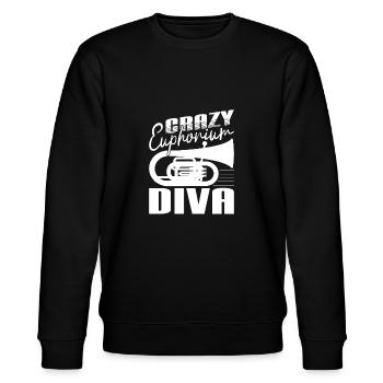 Crazy Euphorium Diva Baritone Bass Player Gifts - Stanley/Stella Unisex Bio-Sweatshirt CHANGER  - Schwarz - Vorne - Nik (191cm) & Marisol (170cm)