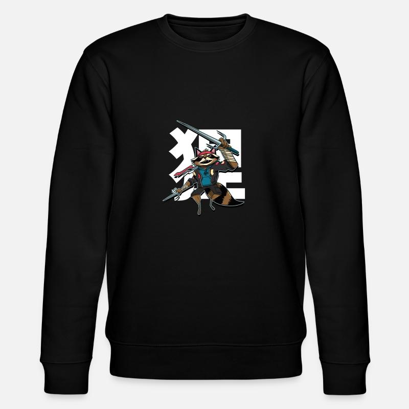 Samurai raccoon - Stanley/Stella CHANGER Unisex Organic Sweatshirt - black