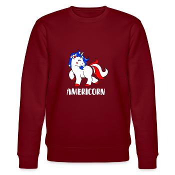 4. Juli Americorn - Stanley/Stella Unisex Bio-Sweatshirt CHANGER  - Burgunderrot - Vorne - Nik (191cm) & Marisol (170cm)