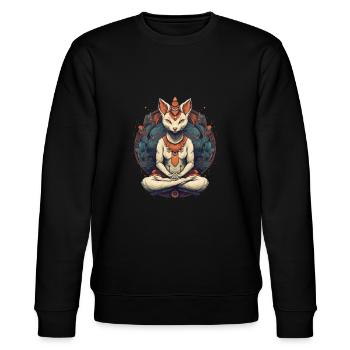 Yoga Katze - Stanley/Stella Unisex Bio-Sweatshirt CHANGER  - Schwarz - Vorne - Nik (191cm) & Marisol (170cm)