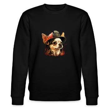 Chihuahua - Feuerwehrmann Feuerwehr Hund Männer - Stanley/Stella Unisex Bio-Sweatshirt CHANGER  - Schwarz - Vorne - Nik (191cm) & Marisol (170cm)