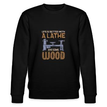 Turning Wood Lathe Lathe - Stanley/Stella CHANGER Unisex Organic Sweatshirt - black - Front - Nik (191cm) & Marisol (170cm)