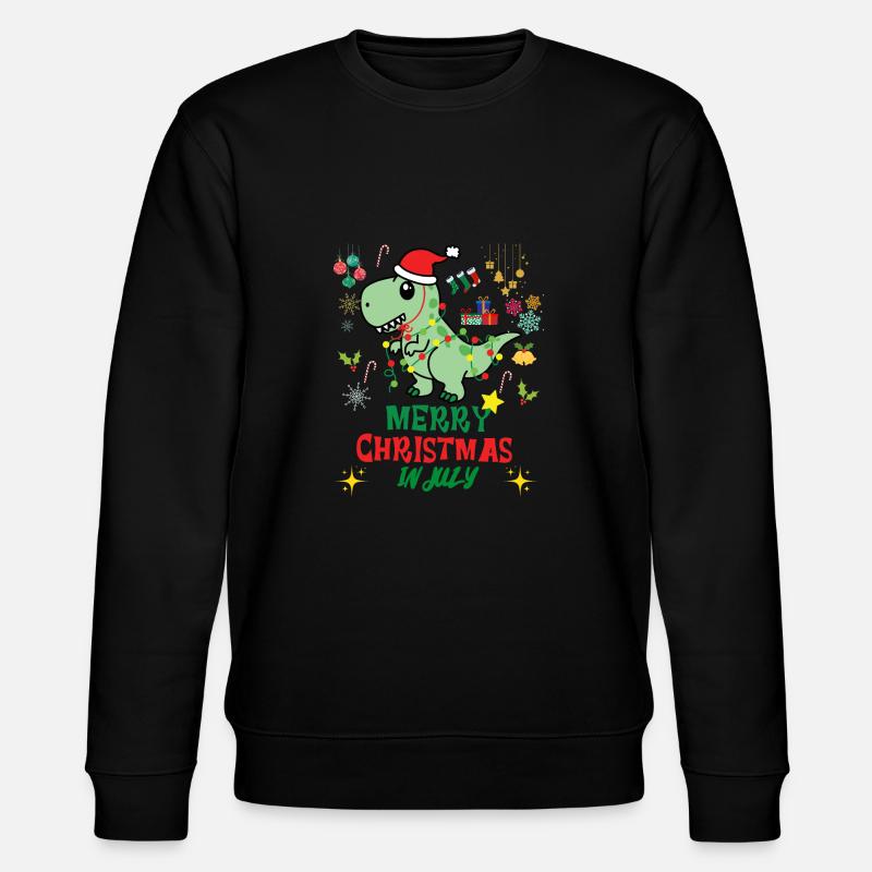 Weihnachten im Juli, Weihnachten Dinosaurier,T-REX - Stanley/Stella Unisex Bio-Sweatshirt CHANGER  - Schwarz