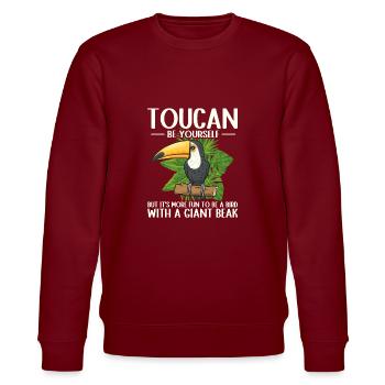 Toucan Bird Rainforest - Stanley/Stella CHANGER Unisex Organic Sweatshirt - burgundy - Front - Nik (191cm) & Marisol (170cm)