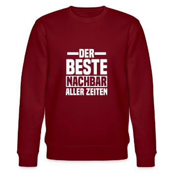Einzug Umzug Nachbarn Nachbar - Stanley/Stella Unisex Bio-Sweatshirt CHANGER  - Burgunderrot - Vorne - Nik (191cm) & Marisol (170cm)