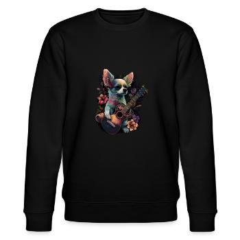 Chihuahua | Aloha Ukulele Hawaii Gitarre Lustiger - Stanley/Stella Unisex Bio-Sweatshirt CHANGER  - Schwarz - Vorne - Nik (191cm) & Marisol (170cm)