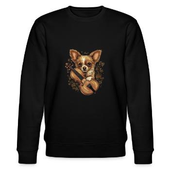 Chihuahua | Aloha Ukulele Hawaii Gitarre Lustiger - Stanley/Stella Unisex Bio-Sweatshirt CHANGER  - Schwarz - Vorne - Nik (191cm) & Marisol (170cm)
