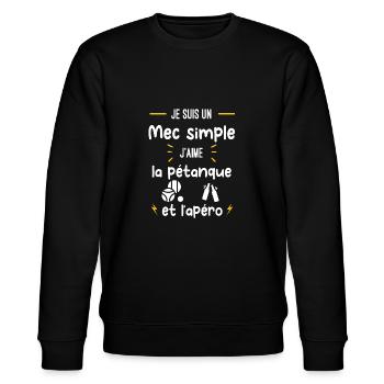 pétanque apéro mec simple humour - Sweat bio CHANGER Stanley/Stella Unisexe - noir - Devant - Nik (191cm) & Marisol (170cm)