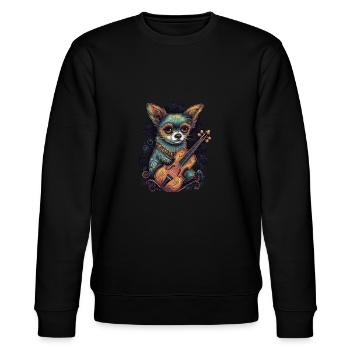 Chihuahua | Aloha Ukulele Hawaii Gitarre Lustiger - Stanley/Stella Unisex Bio-Sweatshirt CHANGER  - Schwarz - Vorne - Nik (191cm) & Marisol (170cm)