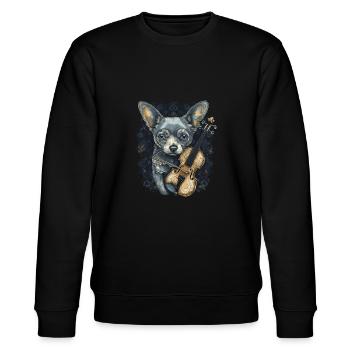 Chihuahua | Aloha Ukulele Hawaii Gitarre Lustiger - Stanley/Stella Unisex Bio-Sweatshirt CHANGER  - Schwarz - Vorne - Nik (191cm) & Marisol (170cm)
