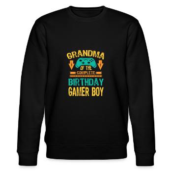 Grandma Of the Birthday Boy Gaming Family Party - Stanley/Stella CHANGER Unisex Organic Sweatshirt - black - Front - Nik (191cm) & Marisol (170cm)