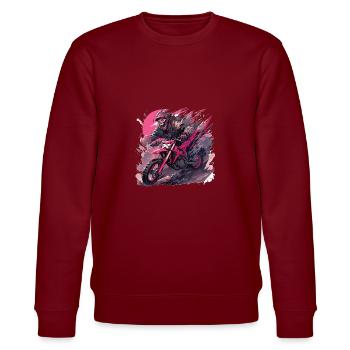 Skull Totenkopf Motocross Dirtbike - Stanley/Stella Unisex Bio-Sweatshirt CHANGER  - Burgunderrot - Vorne - Nik (191cm) & Marisol (170cm)
