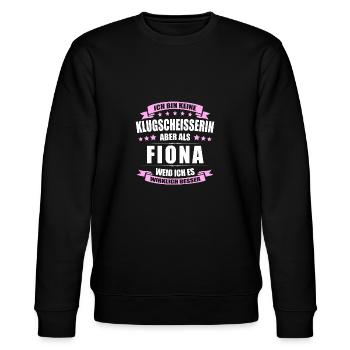 Name Fiona Vorname Klugscheisserin Namenstag - Stanley/Stella Unisex Bio-Sweatshirt CHANGER  - Schwarz - Vorne - Nik (191cm) & Marisol (170cm)