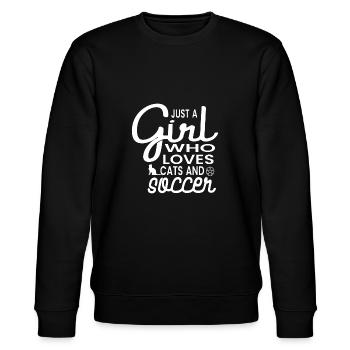 just a girl who love cats and soccer Frauenfußball - Stanley/Stella Unisex Bio-Sweatshirt CHANGER  - Schwarz - Vorne - Nik (191cm) & Marisol (170cm)