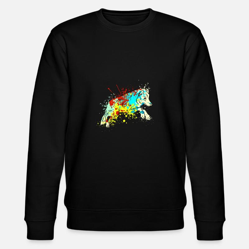 Splash Art Wolf - Stanley/Stella CHANGER Unisex Organic Sweatshirt - black