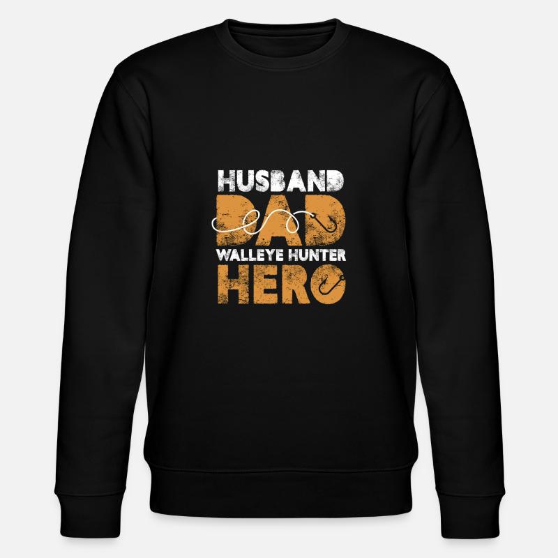 Husband Dad Walleye Hunter Hero - Stanley/Stella Unisex Bio-Sweatshirt CHANGER  - Schwarz