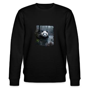 Pandas realistic Panda Großer Panda - Stanley/Stella Unisex Bio-Sweatshirt CHANGER  - Schwarz - Vorne - Nik (191cm) & Marisol (170cm)