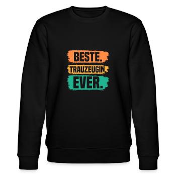 Hochzeit Junggesellenabschied Trauzeugin - Stanley/Stella Unisex Bio-Sweatshirt CHANGER  - Schwarz - Vorne - Nik (191cm) & Marisol (170cm)