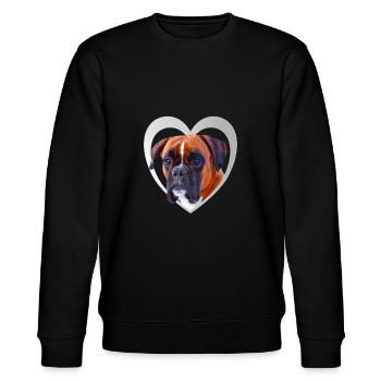 Hundeliebhaber - Hunde Herz - Deutscher Boxer - Stanley/Stella Unisex Bio-Sweatshirt CHANGER  - Schwarz - Vorne - Nik (191cm) & Marisol (170cm)