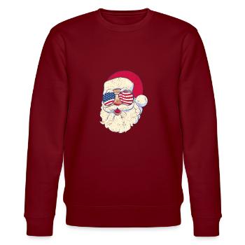 Weihnachtsmann patriotische USA Sonnenbrille - Stanley/Stella Unisex Bio-Sweatshirt CHANGER  - Burgunderrot - Vorne - Nik (191cm) & Marisol (170cm)