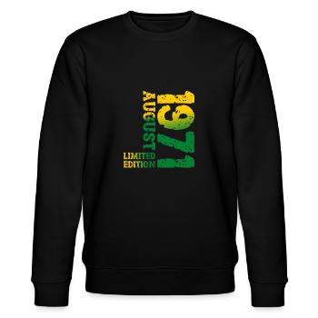 1971 August Limited Edition 52. Geburtstag Outfit - Stanley/Stella Unisex Bio-Sweatshirt CHANGER  - Schwarz - Vorne - Nik (191cm) & Marisol (170cm)