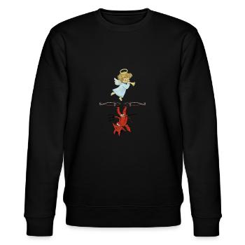 Angel vs Devil - Stanley/Stella CHANGER Unisex Organic Sweatshirt - black - Front - Nik (191cm) & Marisol (170cm)